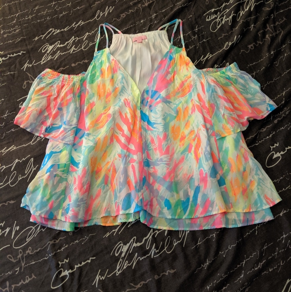 Lilly Pulitzer Bellamie Cold Shoulder Top 🌴